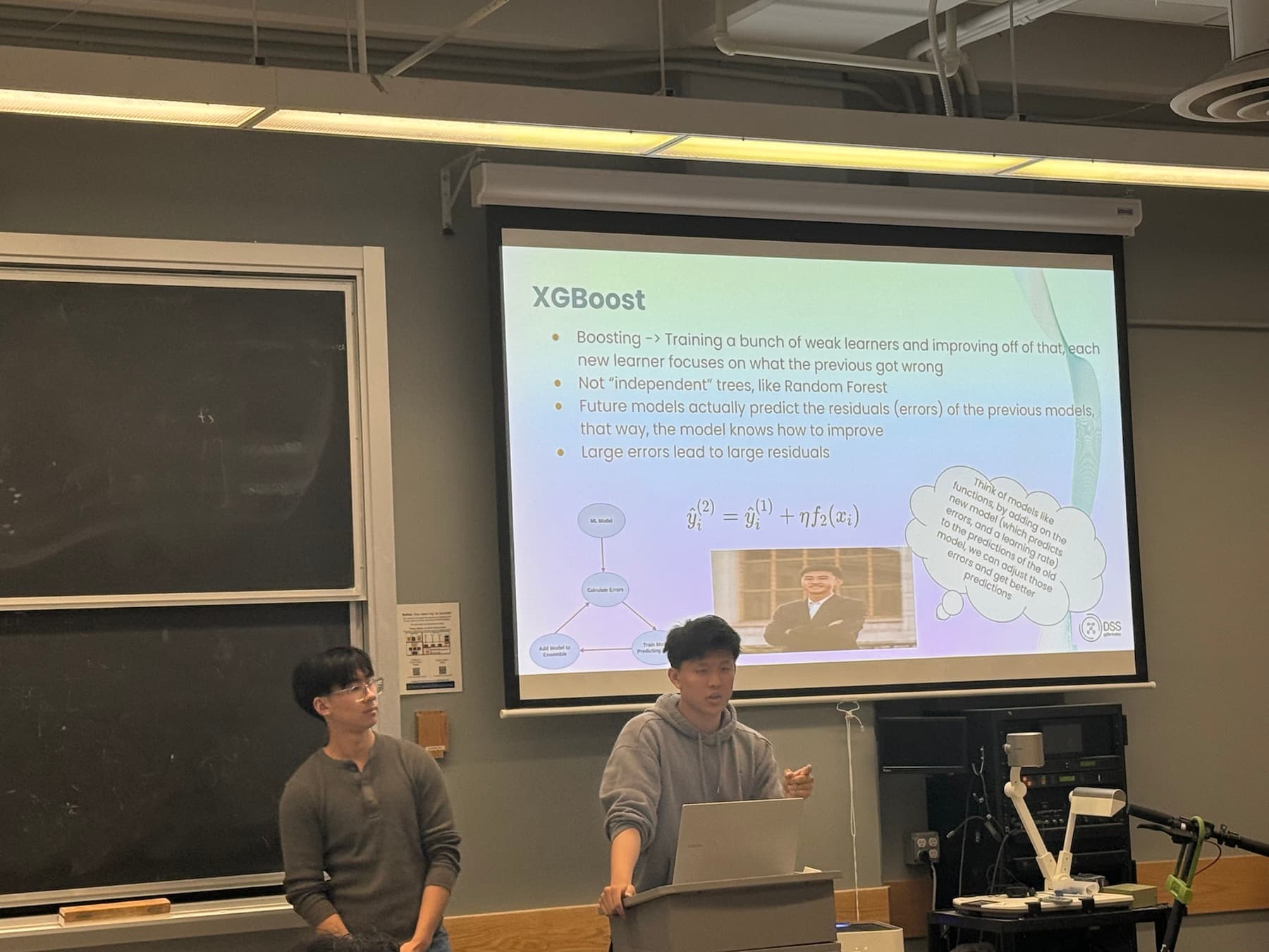 Acadev instructors teaching students about XGBoost during a DeCal lecture